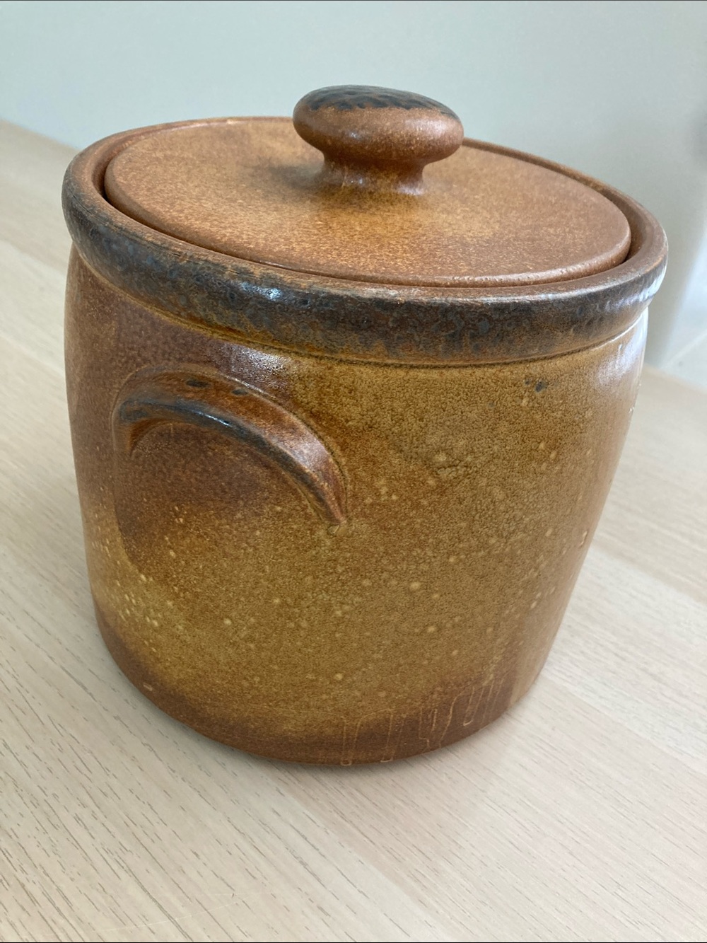 Vintage McCoy Pottery Canyon Mesa Pot Stoneware Lidded Crock Warm Brown 1420L